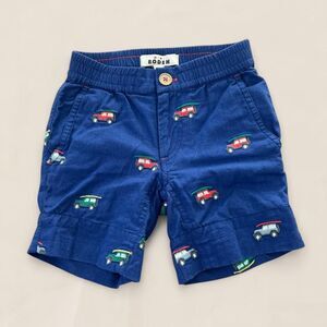Mini Boden navy shorts with embroidered cars size 4Y toddler
